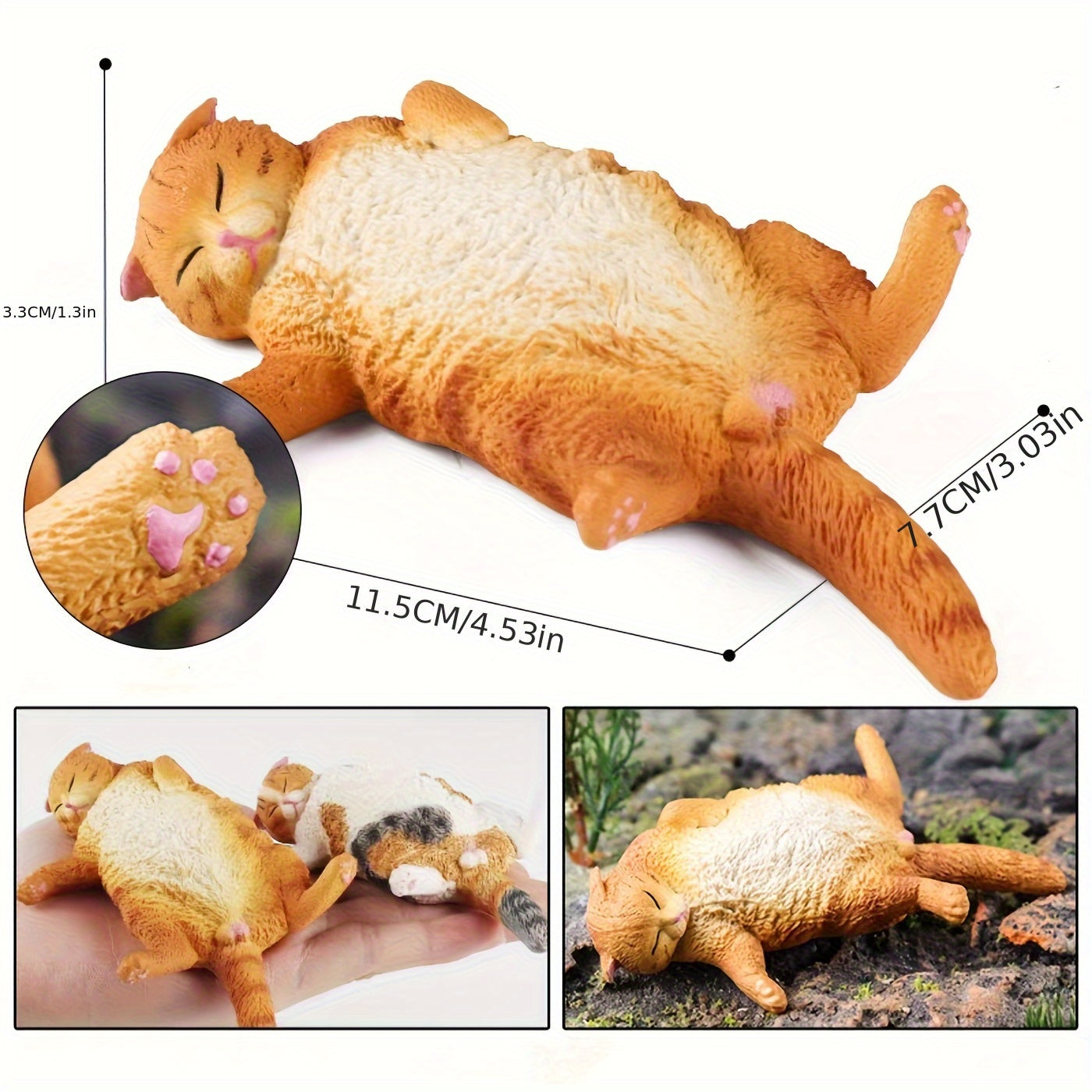 Realistic Sleeping Persian Cat Plush Toy Soft PVC Stuffed Animal