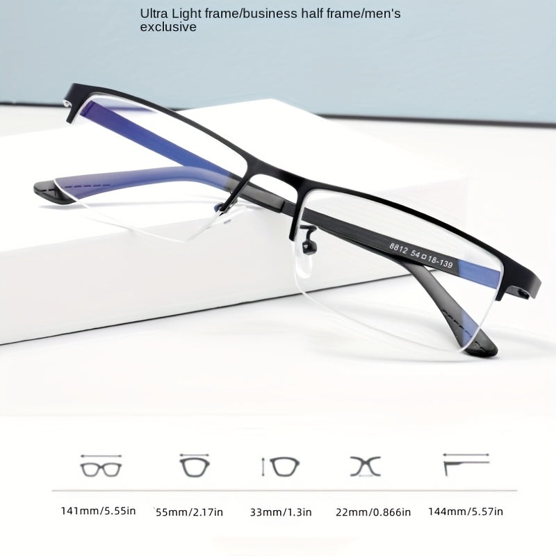 Semi Rimless Men's Business Eyeglasses Lightweight Comfortable