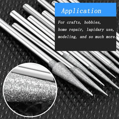 10Pcs Jade Carving Tools Diamond Grinding Bit Needle Set