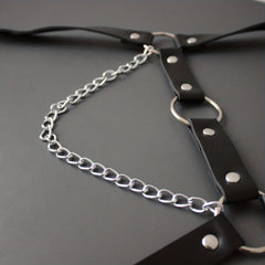 Men's PU Leather Chest Strap With Chain Suspender Straps