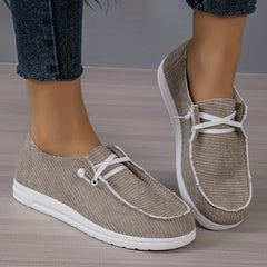 Women's Corduroy Loafers Slip On Flat Solid Shoes