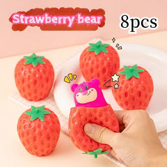 Soft Strawberry Bears Sensory Fidget Toys Set of 8pcs