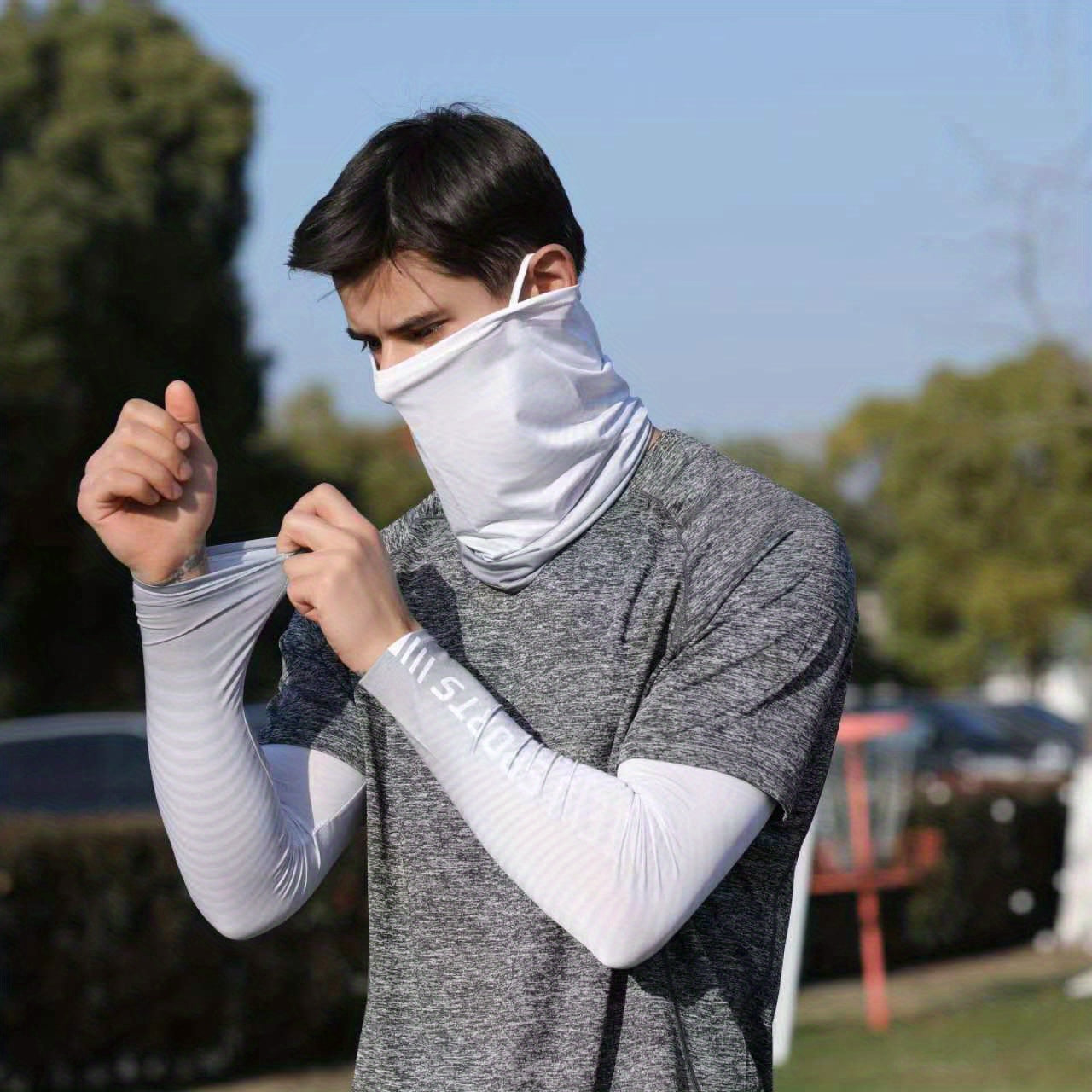 Men's Ice Silk Arm Sleeves Sun Protection Sports Fishing Neck Gaiters
