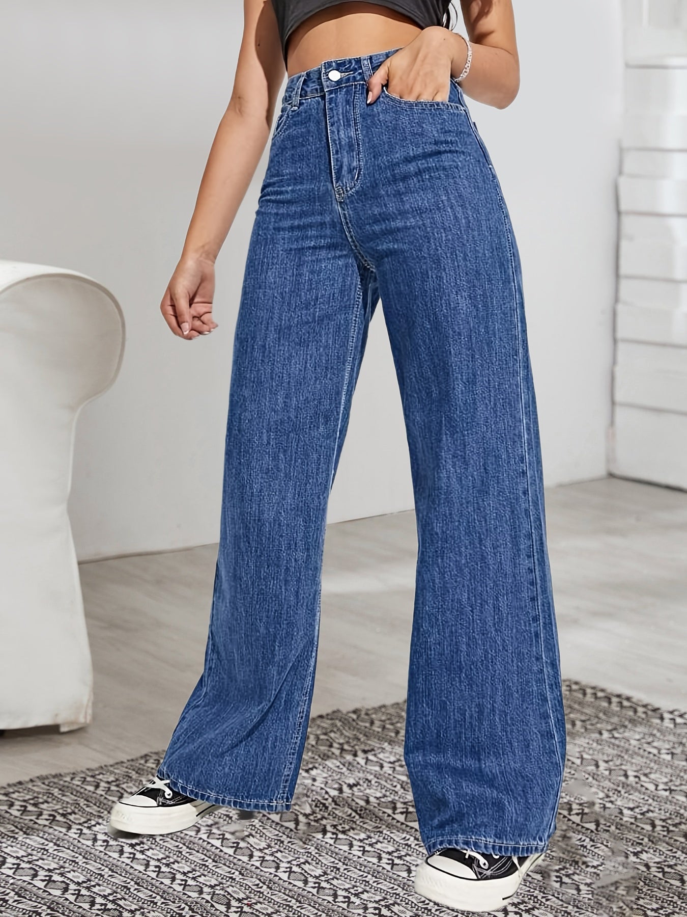 High Rise Wide Leg Loose Fit Jeans High Waist Baggy Denim