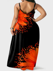 Women's Plus Floral Print Maxi Dress With Pockets