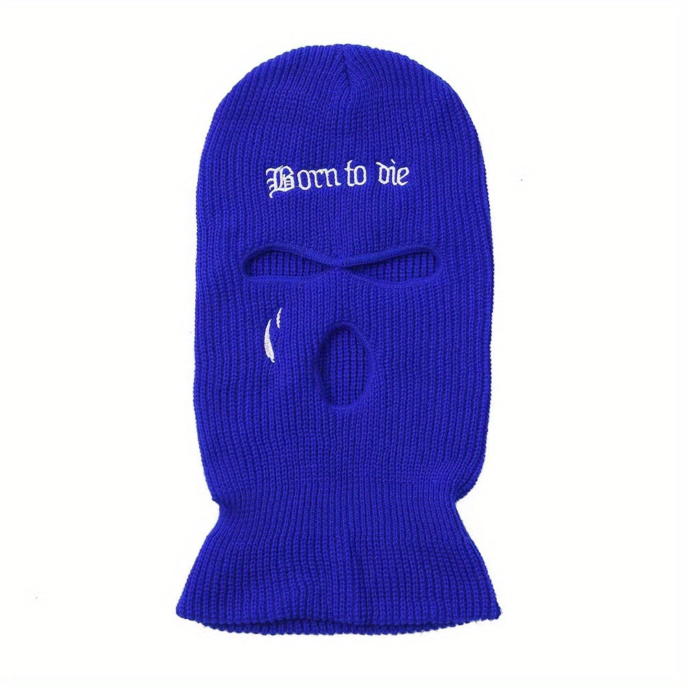 Embroidered 3 Hole Ski Mask Balaclava Hat Neck Warmer