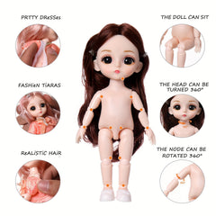 6pcs Mini Princess Doll Set with Accessories Mixed Colors