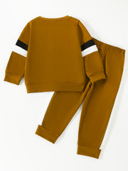 Boy's 2pcs Block Sweatshirt & Sweatpants Set for Spring Fall