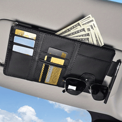 Leather Car Sun Visor Organizer Pocket Pouch & Accessories Holder