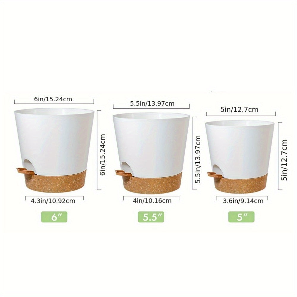 Self-Watering Plastic Flower Pots - Set of 1