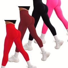 High Waist Yoga Leggings Solid Color Fitness Gym Sports Pants