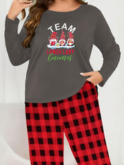 Funny Dwarf & Art Print Tee & Plaid Pants Pajamas Set