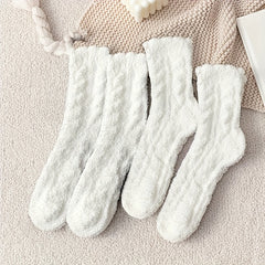 4 Pairs Fuzzy Socks Comfy & Warm Mid Tube Women's Stockings