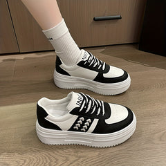 Women's Colorblock Platform Sneakers Casual Lace Up Outdoor Shoes