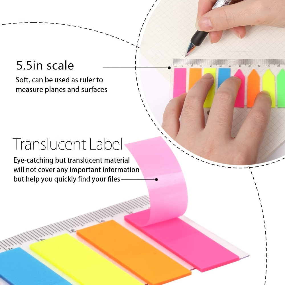 200 Neon Page Markers 5.5in Translucent Index Tabs & Sticky Notes