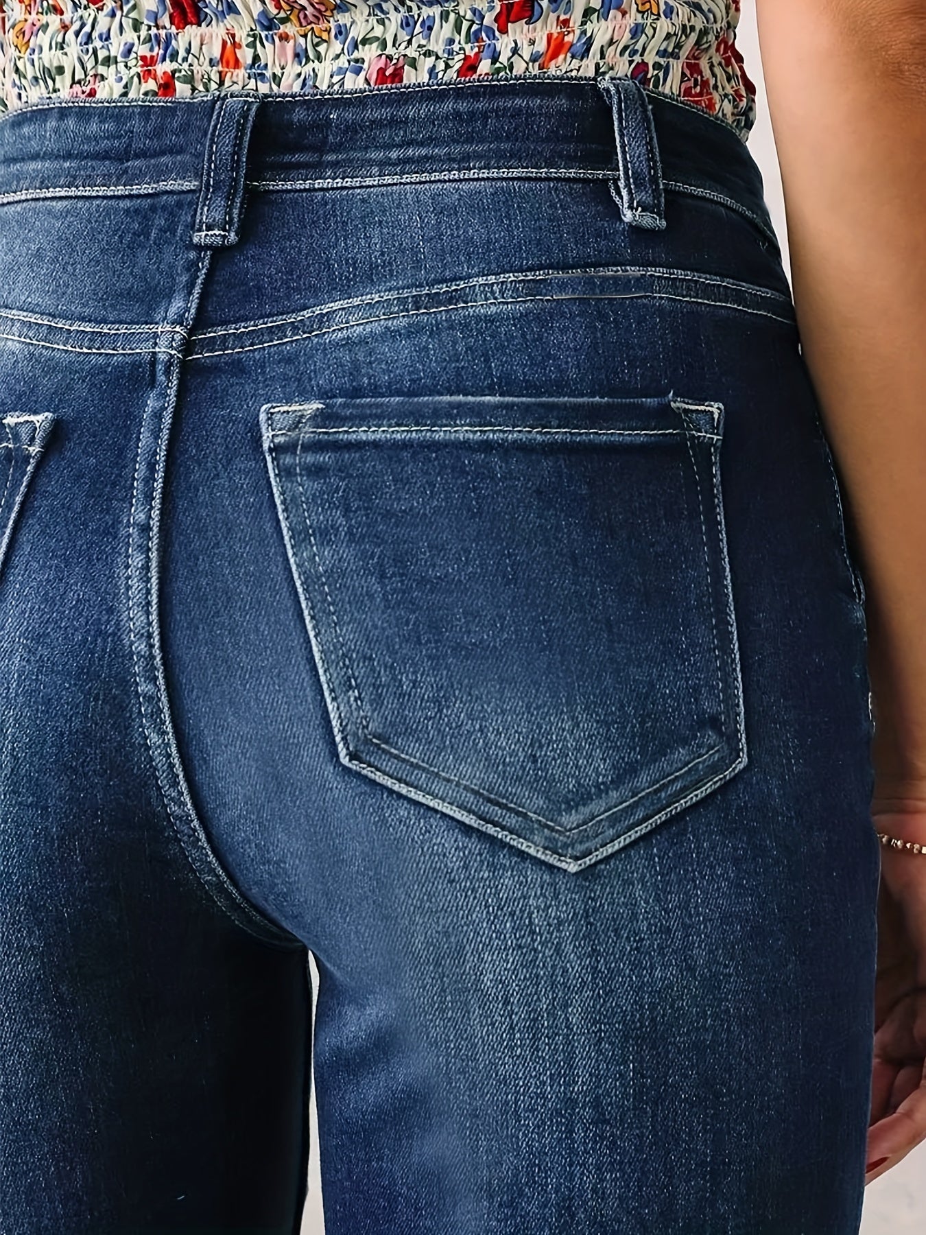 Solid Ripped High Rise Skinny Jeans