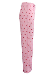 Y2K Heart Print Wide Leg Pants High Waist Button Pants