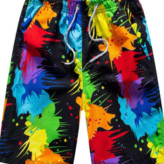 Colorful Paint Splash Print Shorts Casual Summer Pool Beach Shorts