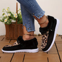 Leopard Slip On Low Top Round Toe Lace Up Casual Shoes