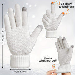 Winter Knitted Beanie Hat Glove Set Touch Screen Gloves