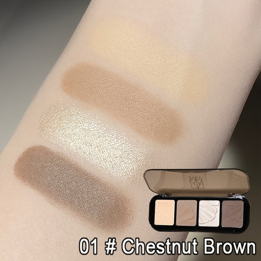 4 Colors Contouring Palette Eyeshadow Palette Brown Coffee Tone Matte Finish