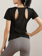 Women's Quick Dry Sports T-Shirt with Hollow Back