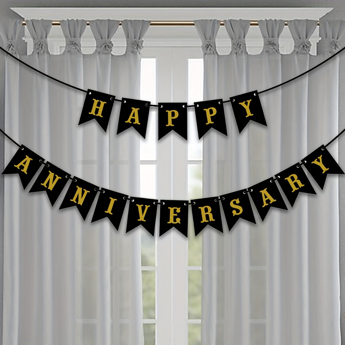 Anniversary Banner Monogram Fishtail Colorful Flag Pull Flower Party Supplies