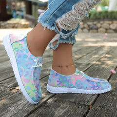 Leopard Print Boat Shoes Lace Slip On Flat Outdoor Casual Sneakers