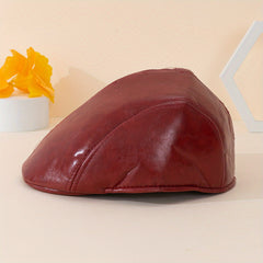Adjustable PU Bright Leather Mens Peaked Cap