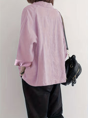 Button Front Long Sleeve Jacket Women's Outerwear
