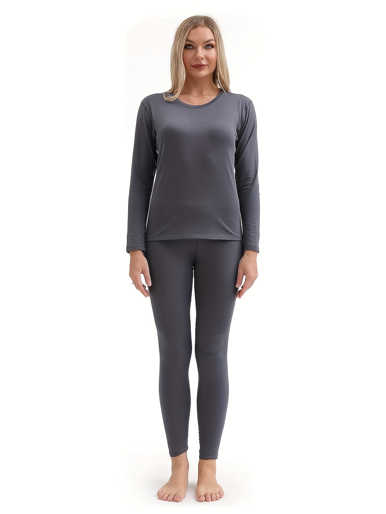 Women's Thermal Underwear Set Soft Base Layer Skiing Winter Warm Top & Leggings