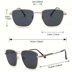 Metal Square Frame Sunglasses Vintage Striped Thin Temple UV400