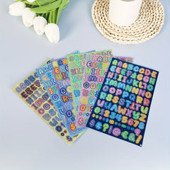 6pcs Laser Letter And Number Stickers - DIY Decoration