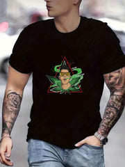 Comic Man Smoke Print Men's Graphic T-shirt