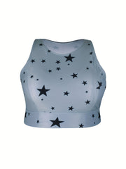 Sports Bra Women's Plus Star Print Racer Back Breathable