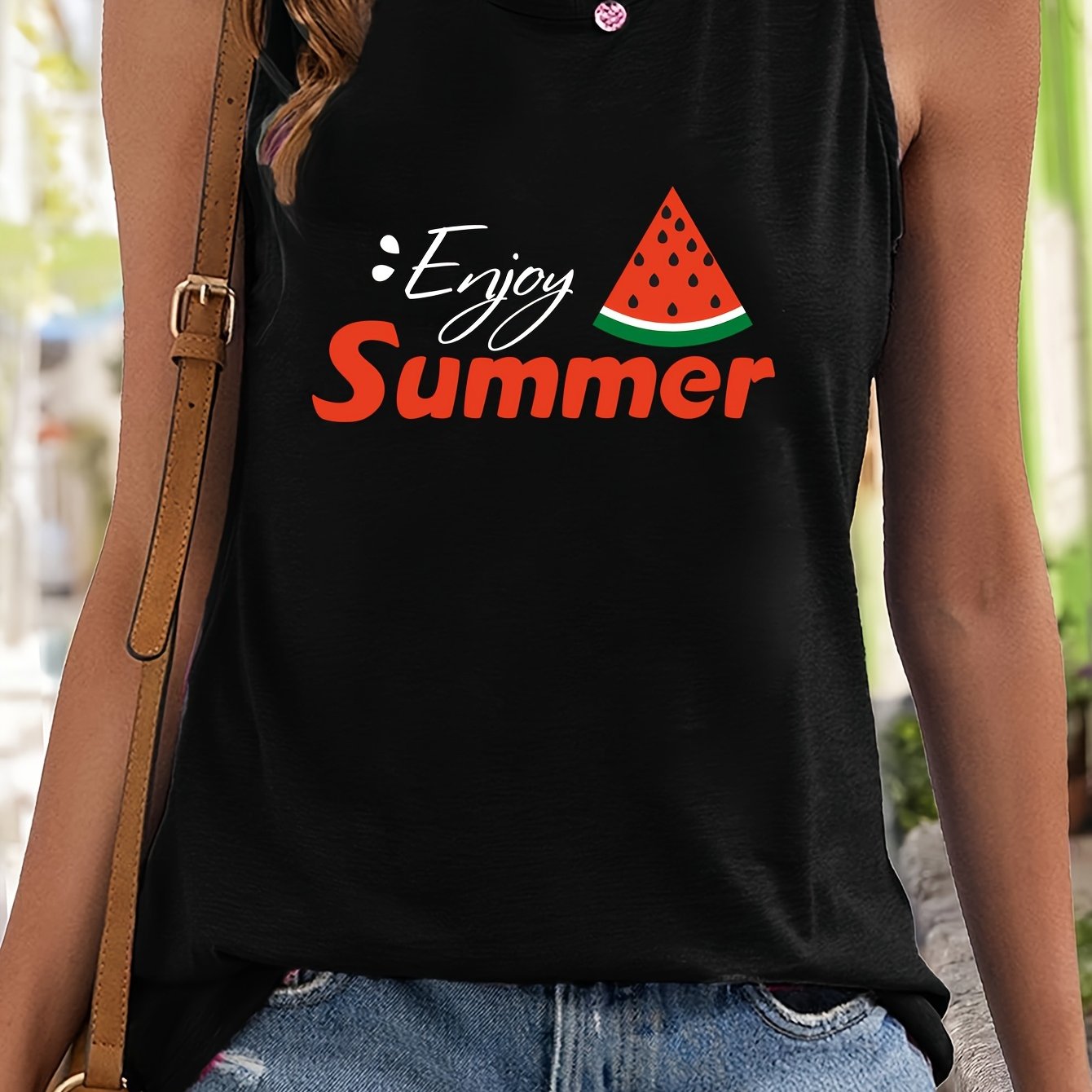 Watermelon & Letter Pattern Sports Vest Sleeveless Top