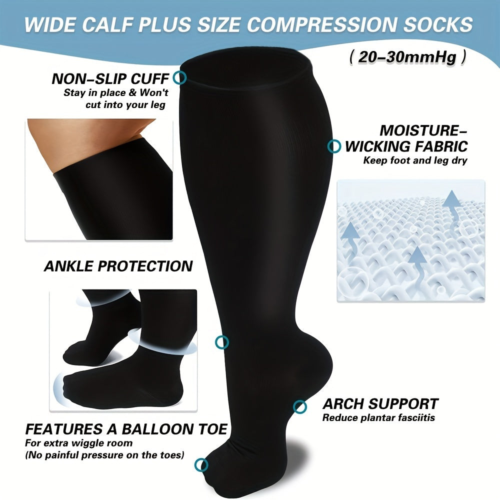 Copper Compression Socks 20-30 MmHg for Plus Size Women & Men