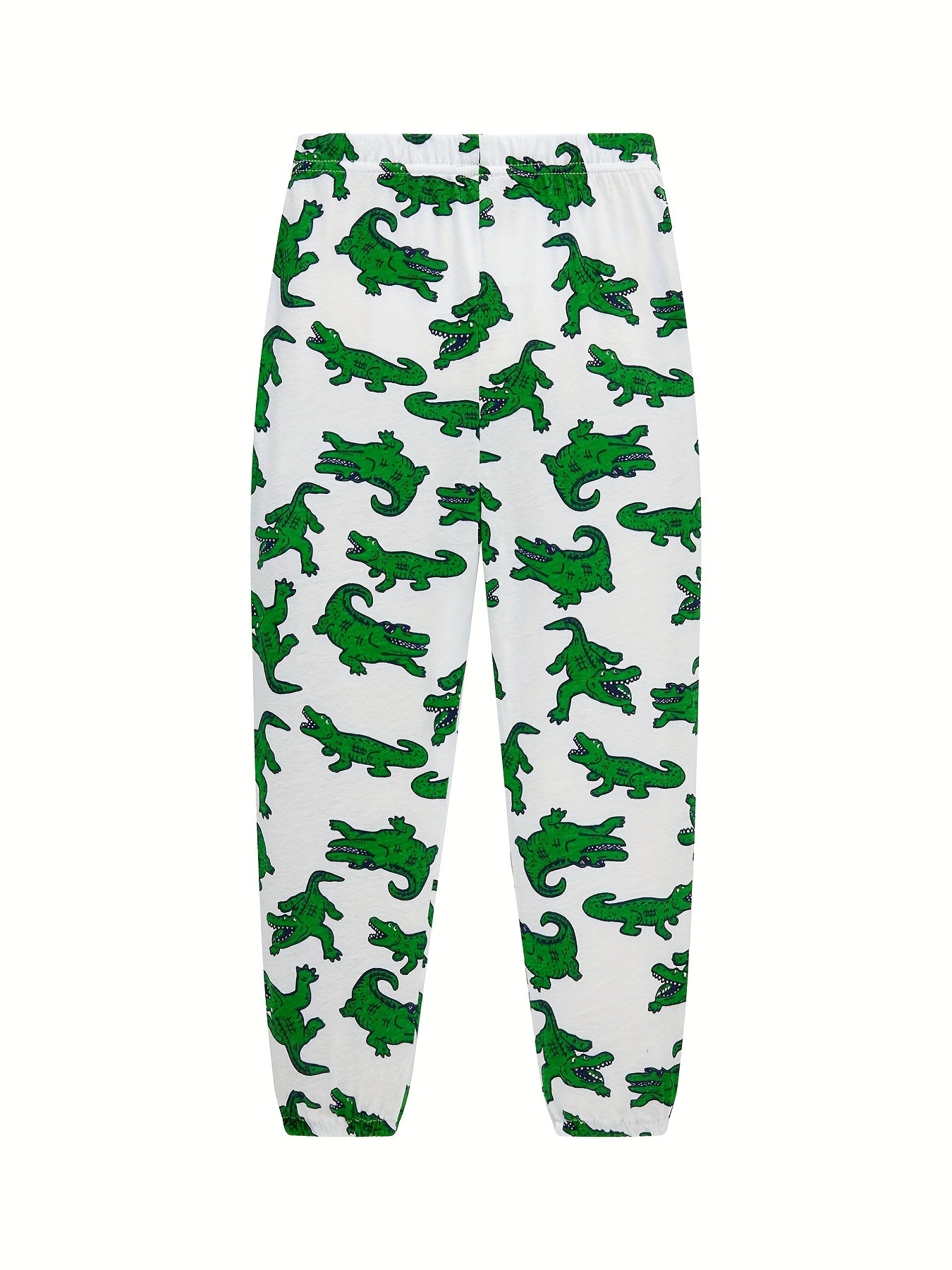 Boys Crocodile Print Pajamas Set Long Sleeve Top & Pants