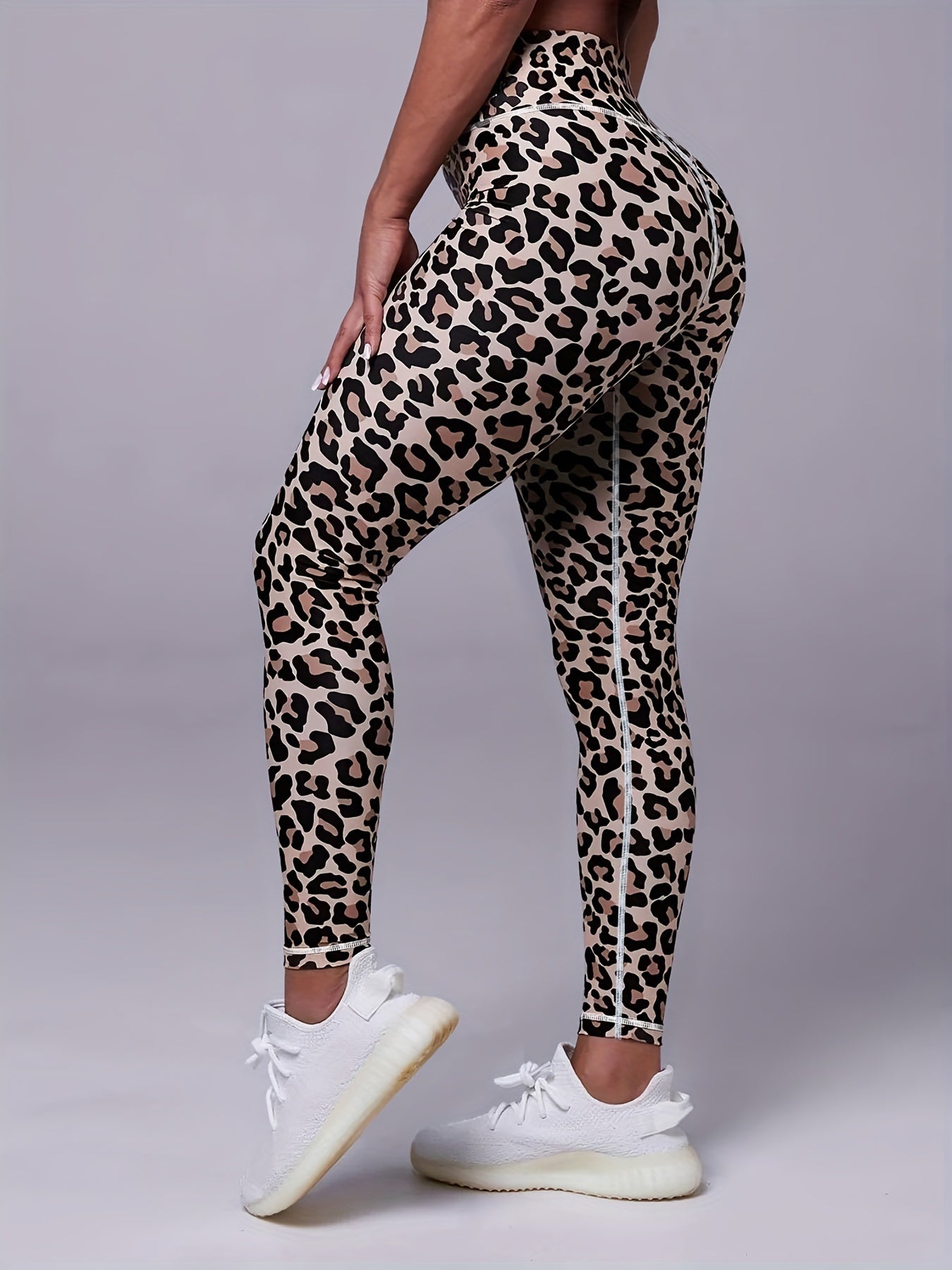 Leopard Print Sports Leggings High Waist Stretch Skinny Running Pants