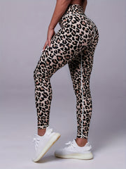 Leopard Print Sports Leggings High Waist Stretch Skinny Running Pants