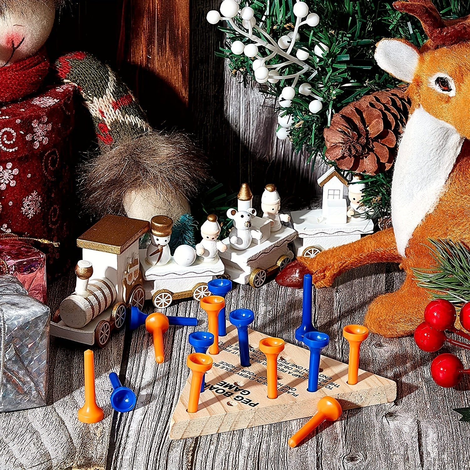 Wooden Triangle Peg Games - Family Board Game - Travel Games