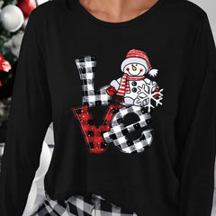 Christmas Snowman Print Long Sleeve Top