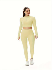 Yoga Crop Top & Leggings Set - Women's Activewear