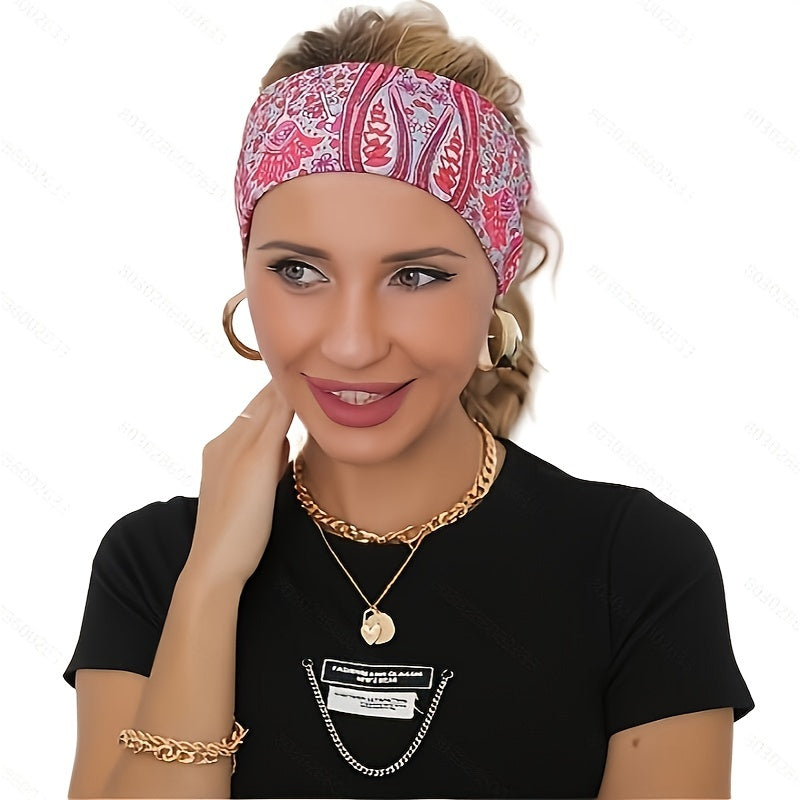 Boho Colorful Printed Sports HeadBand for Workout Running