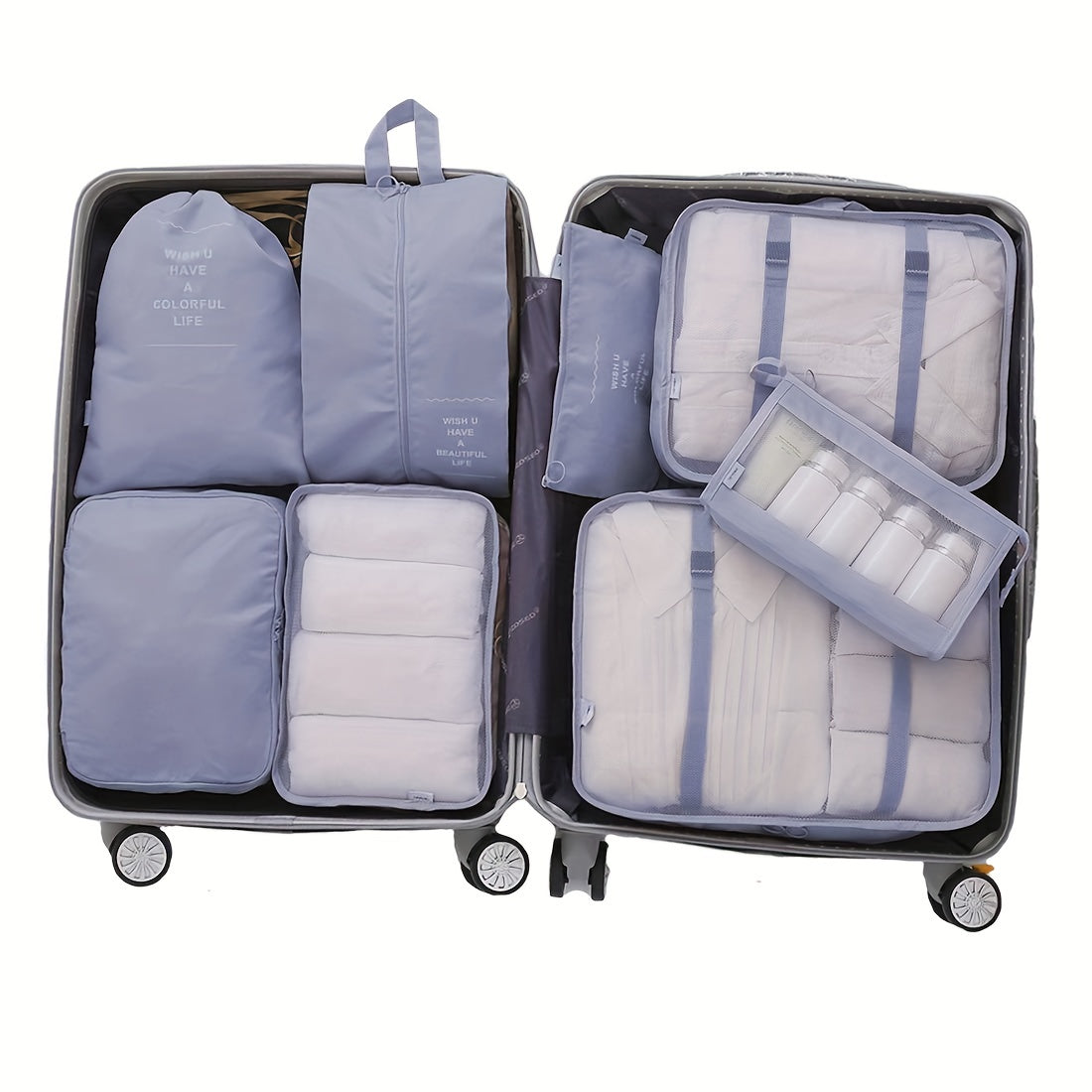 8pcs Travel Luggage Packing Cubes Clothes Storage Bag Shoes Bag