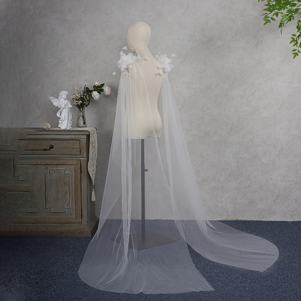 Handcrafted 3D Floral Shawls for Church Wedding Bridal Gown