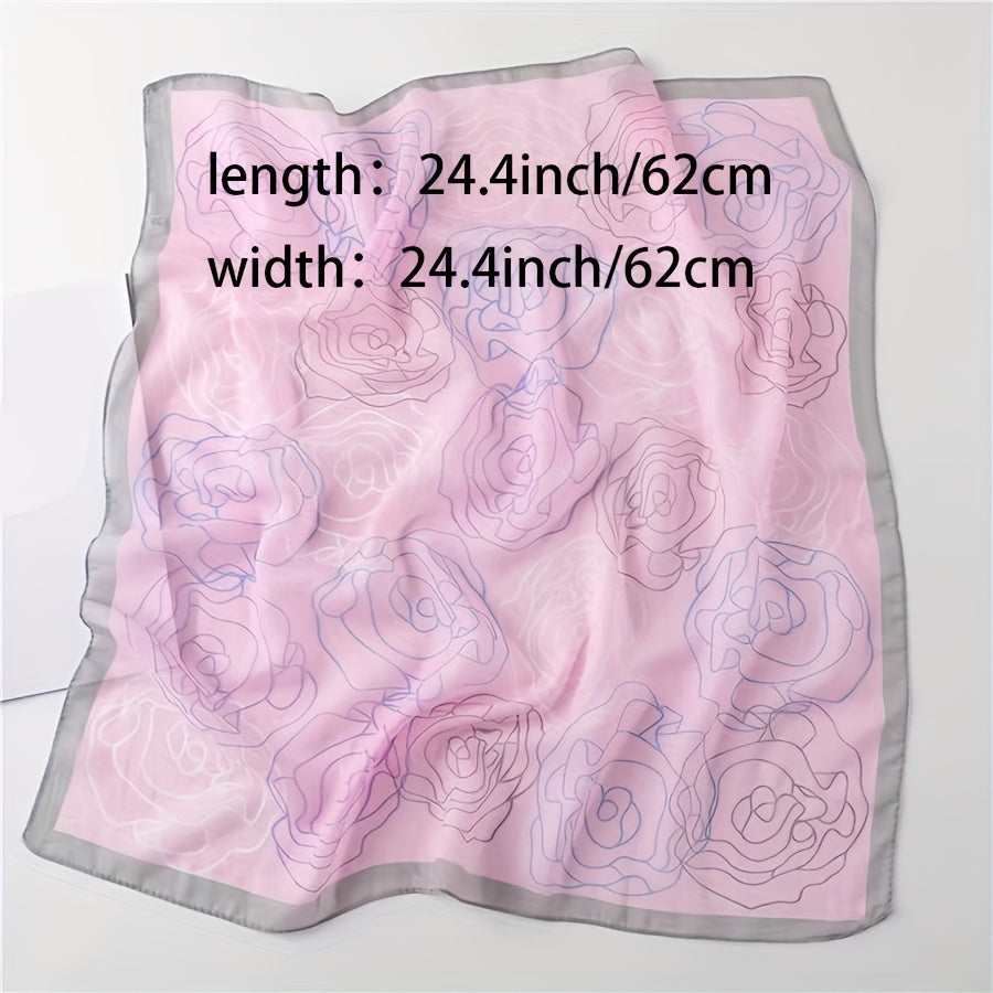 Thin Silk Feeling Square Scarf Casual Neck Scarf Hair Wrap For Night