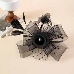 Vintage Mesh Flower Feather Headband Hair Accessory