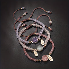 Natural Stone Bead Bracelet Adjustable Wristband Jewelry