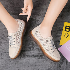 Hollow Out Flat Sneakers Lightweight Lace Up Soft sole Shoes